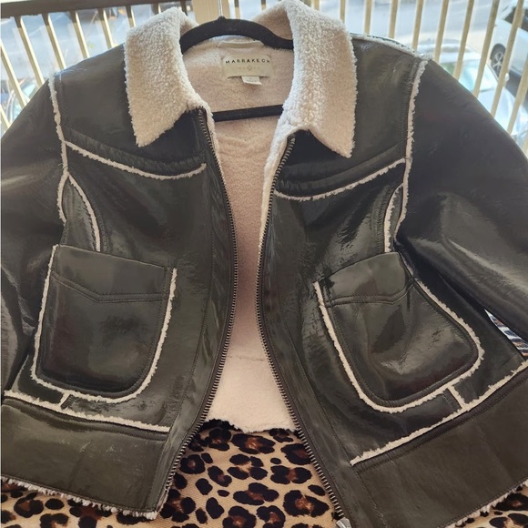 REVOLVE Jackets & Blazers - Marrakech Cris Patent Leather Shearling Jacket